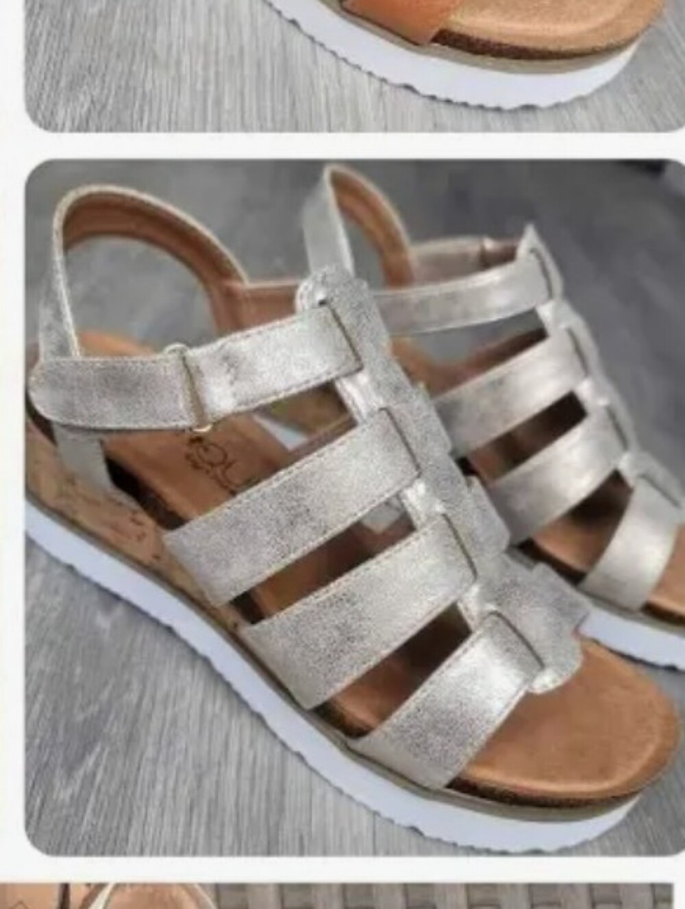 Corkys Fantasy Gold Metallic Cork Wedge Sandals